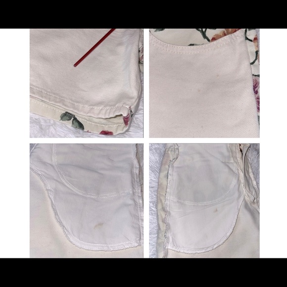 Vintage Floral and Cream High-Waisted Denim Shorts Size 7 - Picture 14 of 14
